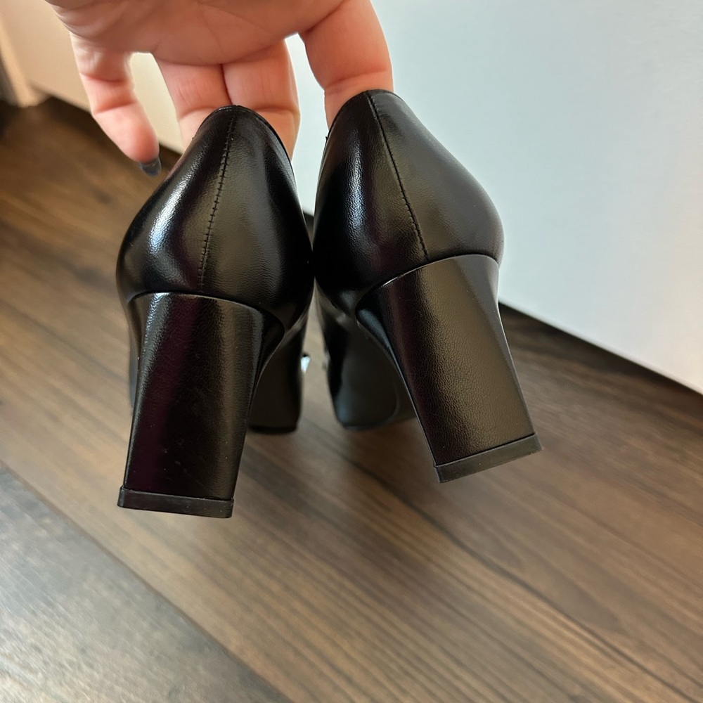 Stuart Weitzman Black Leather Mid Heel Pumps with Crystal Charms - Picture 10 of 15